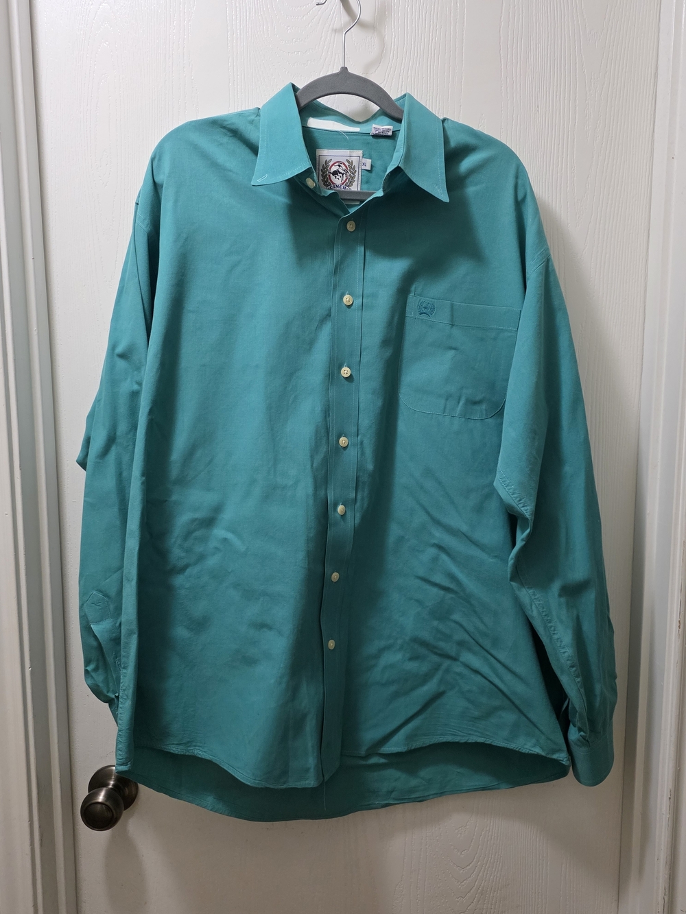 Cinch Teal Long-Sleeve Button-Up Shirt